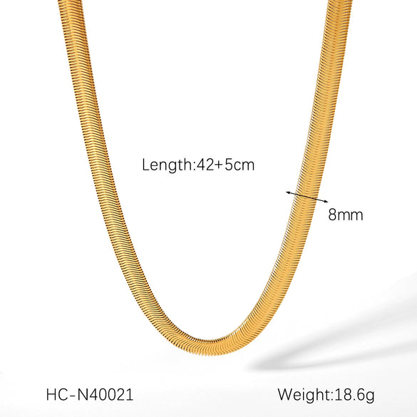 Women's Stainless Steel Geometric Snake Blade Chain Necklace With Electroplating