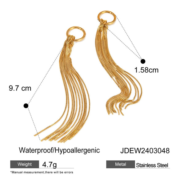 Women's Stainless Steel Geometric Snake Bone Chain Knotted Tassel Earrings Jewelry With Electroplating