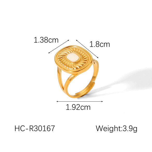 Women's Stainless Steel Geometric Spiral Pattern Electroplated Ring