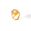 Women's Stainless Steel Geometric Spiral Pattern Electroplated Ring