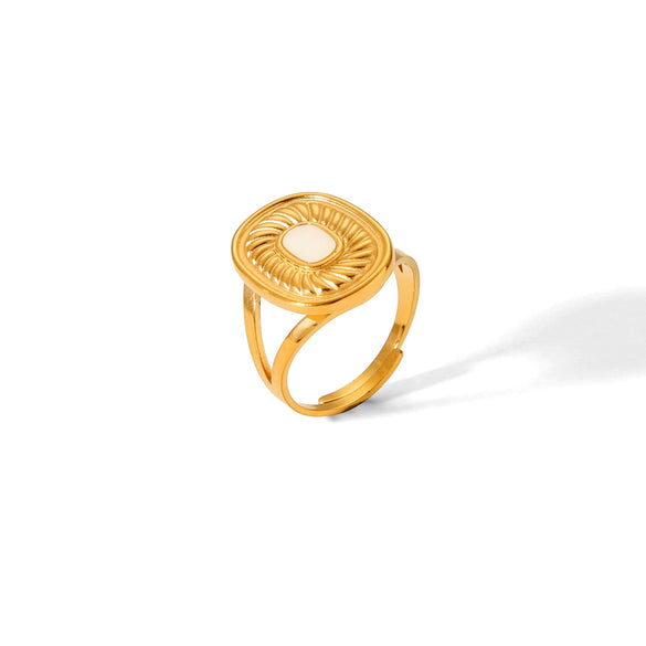 Women's Stainless Steel Geometric Spiral Pattern Electroplated Ring