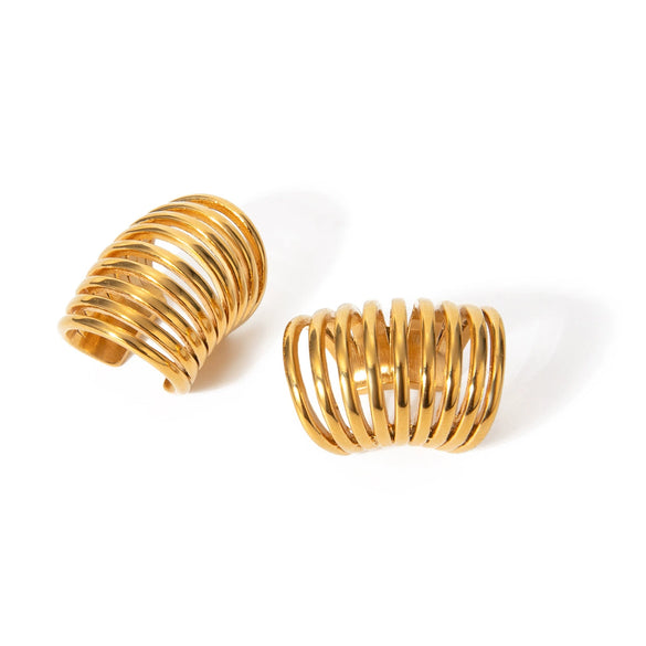 Women's Stainless Steel Geometric Springshaped Electroplated Ear Clip Earrings Jewelry
