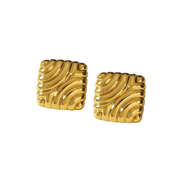 Women's Stainless Steel Geometric Square And Starfish Irregular Earrings With Electroplated Light Luxury Design
