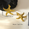 Women's Stainless Steel Geometric Square And Starfish Irregular Earrings With Electroplated Light Luxury Design