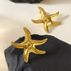 Women's Stainless Steel Geometric Square And Starfish Irregular Earrings With Electroplated Light Luxury Design