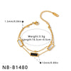 Women's Stainless Steel Geometric Square Bracelet With White Shell Inlay And Vacuum Plated 18K Finish