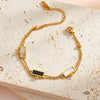 Women's Stainless Steel Geometric Square Bracelet With White Shell Inlay And Vacuum Plated 18K Finish