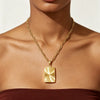 Women's Stainless Steel Geometric Square Pendant Clavicle Necklace With Electroplated Gold Finish Versatile Fashion Jewelry