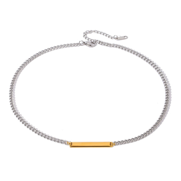 Women's Stainless Steel Geometric Square Pendant Necklace With Electroplating Color Matching And Quiet Design Sense