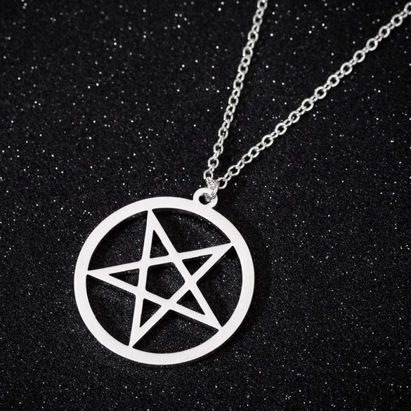Women's Stainless Steel Geometric Star Pendant Necklace With Electroplated Finish Minimalist Fairy Style O Chain Jewelry