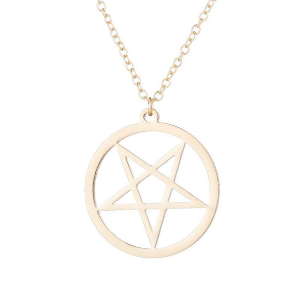 Women's Stainless Steel Geometric Star Pendant Necklace With Electroplated Finish Minimalist Fairy Style O Chain Jewelry
