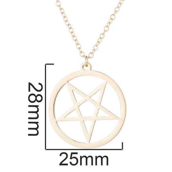 Women's Stainless Steel Geometric Star Pendant Necklace With Electroplated Finish Minimalist Fairy Style O Chain Jewelry