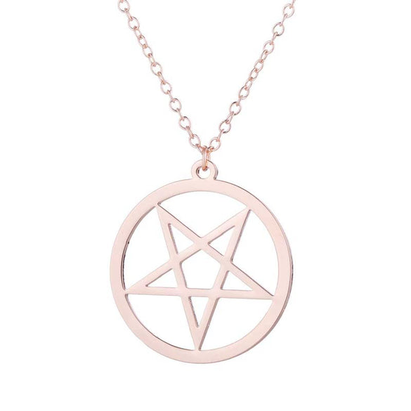 Women's Stainless Steel Geometric Star Pendant Necklace With Electroplated Finish Minimalist Fairy Style O Chain Jewelry