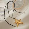 Women's Stainless Steel Geometric Starfish Pendant Necklace Jewelry With Electroplating