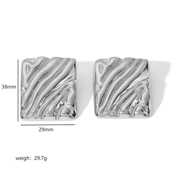 Women's Stainless Steel Geometric Striped Electroplated Earrings