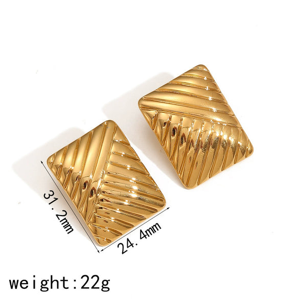 Women's Stainless Steel Geometric Striped Electroplated Earrings