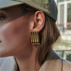 Women's Stainless Steel Geometric Striped Electroplated Earrings