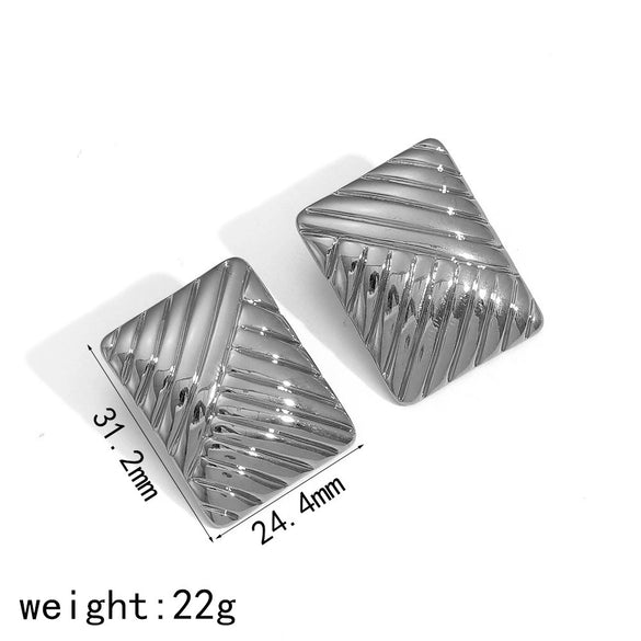Women's Stainless Steel Geometric Striped Electroplated Earrings