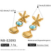 Women's Stainless Steel Geometric Stud Earrings With Starfish And Seashell Motifs Electroplated Trendy Beach Style Jewelry