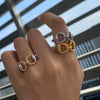 Women's Stainless Steel Geometric Style Electroplated Ring