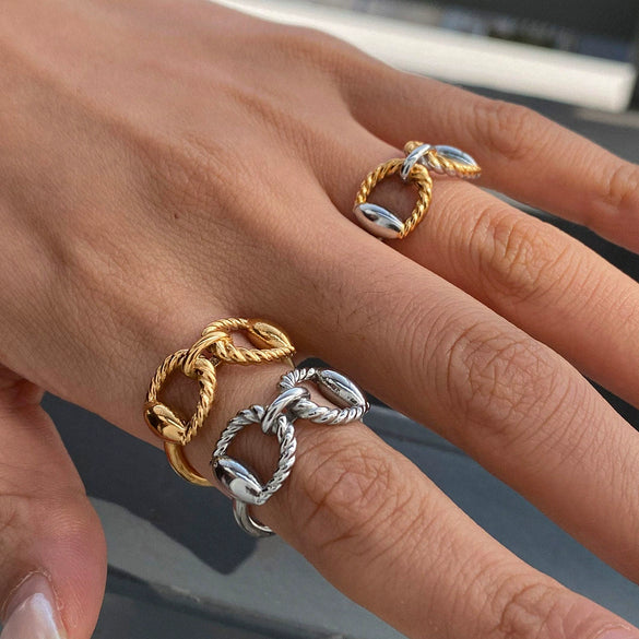 Women's Stainless Steel Geometric Style Electroplated Ring