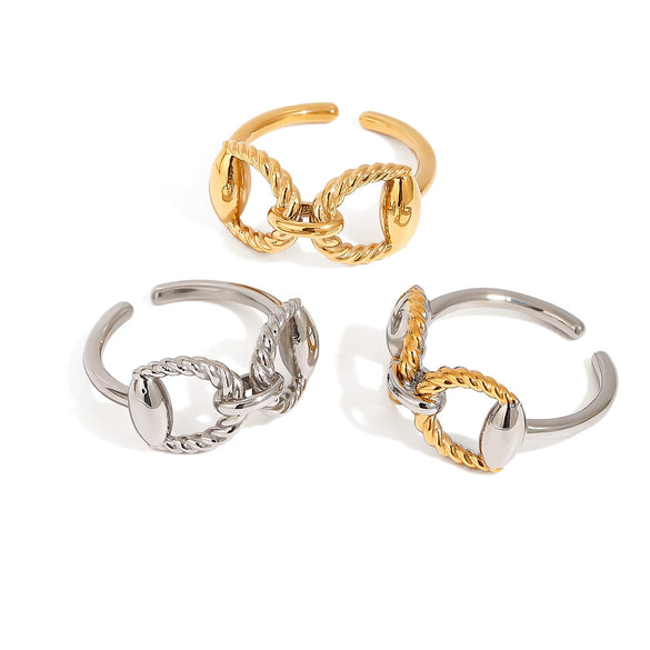 Women's Stainless Steel Geometric Style Electroplated Ring