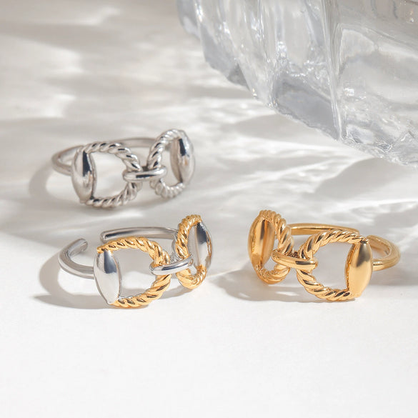 Women's Stainless Steel Geometric Style Electroplated Ring
