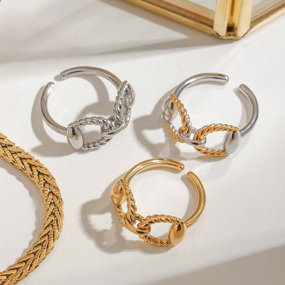Women's Stainless Steel Geometric Style Electroplated Ring
