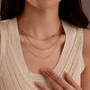Women's Stainless Steel Geometric Style Electroplated Threelayer Plain Chain Necklace