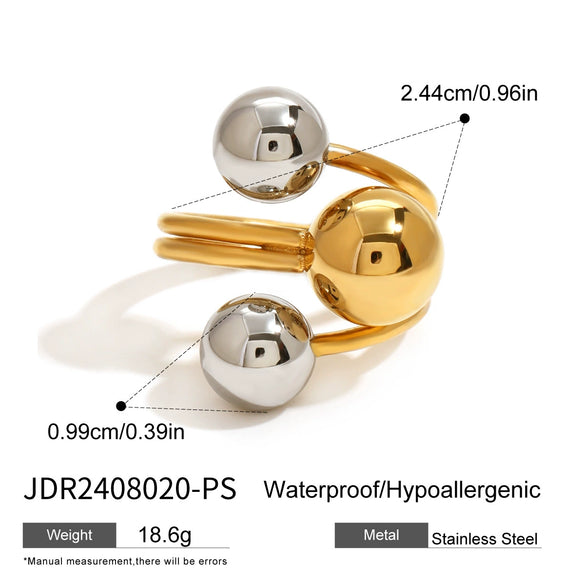 Women's Stainless Steel Geometric Style Pearl Colormatching Open Ring With Electroplating