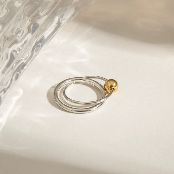 Women's Stainless Steel Geometric Style Ring With Electroplating Treatment