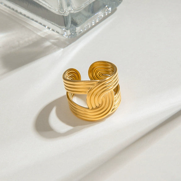 Women's Stainless Steel Geometric Style Ring With Electroplating