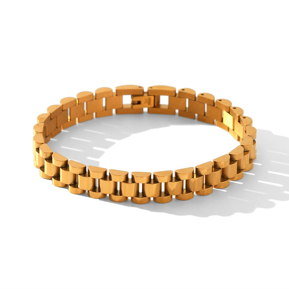 Women's Stainless Steel Geometric Style Watch Chain Bracelet With Electroplating Treatment Light Luxury Niche Highgrade Jewelry