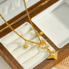 Women's Stainless Steel Geometric Sun Pendant Necklace With Zircon Rhinestone Accents And 18K Vacuum Plated Finish