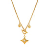 Women's Stainless Steel Geometric Sun Pendant Necklace With Zircon Rhinestone Accents And 18K Vacuum Plated Finish