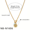 Women's Stainless Steel Geometric Sun Pendant Necklace With Zircon Rhinestone And Pearl Accents 18K Vacuum Plated Regular Chain