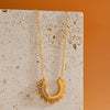 Women's Stainless Steel Geometric Sunflower Pendant Necklace With Rhinestones And 18K Vacuum Plated Finish