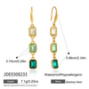 Women's Stainless Steel Geometric Tassel Earrings With Rhinestones And Gemstones Plated Sparkling Pierced Earrings For Wholesale