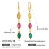 Women's Stainless Steel Geometric Tassel Earrings With Rhinestones And Gemstones Plated Sparkling Pierced Earrings For Wholesale