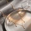 Women's Stainless Steel Geometric Tassel Necklace With Zircon Inlay And 18K Vacuum Plated Finish Simple Fashion Jewelry