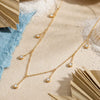 Women's Stainless Steel Geometric Tassel Necklace With Zircon Inlay And 18K Vacuum Plated Finish Simple Fashion Jewelry