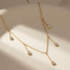Women's Stainless Steel Geometric Tassel Necklace With Zircon Inlay And 18K Vacuum Plated Finish Simple Fashion Jewelry