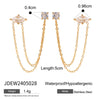 Women's Stainless Steel Geometric Tassel Round Zircon Earrings Jewelry With Electroplating And Powder Casting