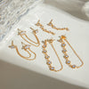 Women's Stainless Steel Geometric Tassel Round Zircon Earrings Jewelry With Electroplating And Powder Casting