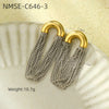 Women's Stainless Steel Geometric Tassel Zircon Earrings Vintage Style Electroplated
