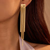 Women's Stainless Steel Geometric Tassel Zircon Earrings Vintage Style Electroplated