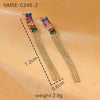 Women's Stainless Steel Geometric Tassel Zircon Earrings Vintage Style Electroplated