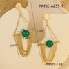 Women's Stainless Steel Geometric Tassel Zircon Earrings Vintage Style Electroplated