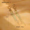 Women's Stainless Steel Geometric Tassel Zircon Earrings Vintage Style Electroplated