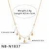 Women's Stainless Steel Geometric Teardrop Heart Pendant Necklace With Zircon Rhinestone And Pearl Accents Light Luxury Plated Jewelry